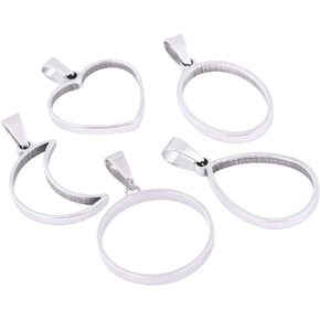 20pcs Stainless Steel Open Bezel Charms Diy Hollow Pendant Frame Blanks For Resin Necklace Jewelry Making Supplies