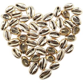 50 Pieces Gold Cut Shell Beads Open Back Spiral Cowrie Shell Connectors for Jewelry Making