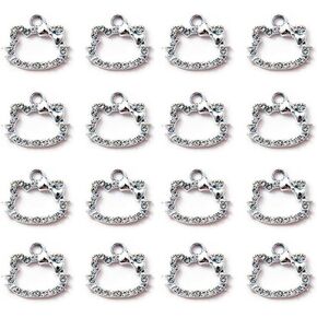 16Pcs Cute Pendants Anime Cat Silver Charms For Earrings Charms For Making Jewelry Charms Anime Crafts Charms Cartoon Phone Charm Diy Crafts Charms Bling Rhinestones Charms