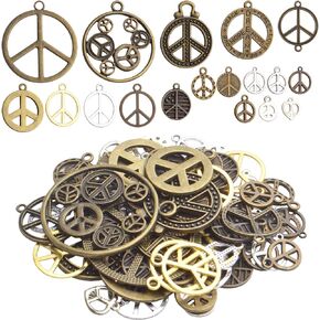 Peace Symbol Pendants,100g Vintage Alloy Peace Charms Craft Supplies for Jewelry Making Necklace Bracelet DIY