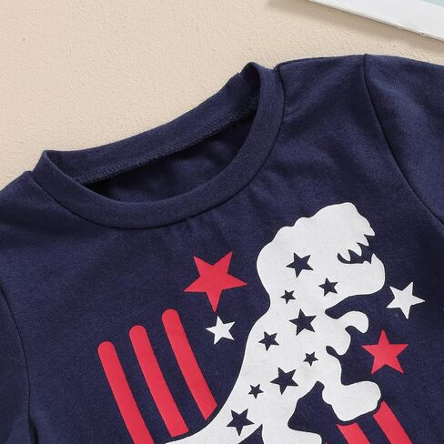 My First 4th of July Baby Boy Outfit Toddler Dinosaur Print Short Sleeve Shirt and Shorts Set Summer Clothes in Saudi Arabia