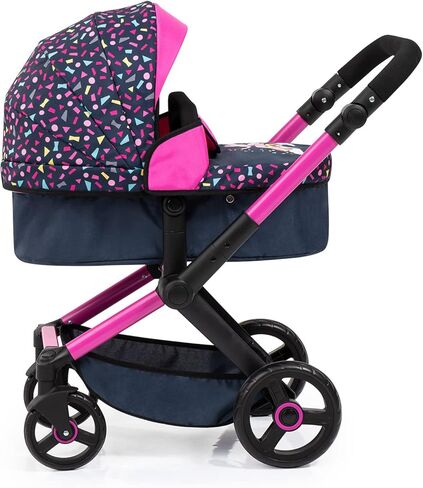 Bayer Design Dolls: Pram Xeo: Shapes Navy & Pink - Matching Handbag, Adjustable Handle, for Dolls Up to 20", Ages 3+ in Kuwait