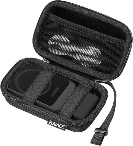 RAIACE Hard Travel Storage Case for Anker MagGo 3-in-1 Charging Station, Built-in Mesh Pocket for Cables or Accessories. (case only). - Black in Saudi Arabia
