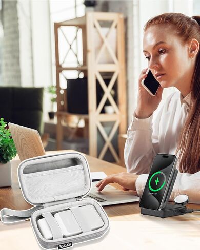 RAIACE Hard Travel Storage Case for Anker MagGo 3-in-1 Charging Station, Built-in Mesh Pocket for Cables or Accessories. (case only). - Black in Saudi Arabia