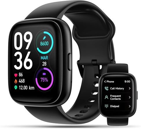 Smart Watch, 1.83" Touch Screen Smartwatch with Alexa Built-in IP68 Waterproof, Pedometer,Fitness Tracker with 100 Sports Modes Heart Rate/SpO2/Stress/Sleep Monitor for Men and Women in Saudi Arabia