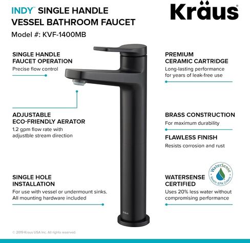 KRAUS Indy Single Handle Vessel Bathroom Faucet in Brushed Gold, KVF-1400BG (2 Pack) in Saudi Arabia