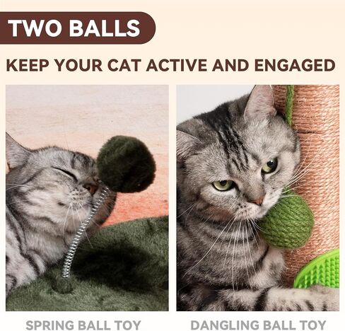 Cat Scratching Post 33" Tall Scratching Posts for Indoor Cats Adults with Sisal Rope, Dingling Balls and Spring Ball Cute Kitten Cat Tree Scratch Post in Saudi Arabia