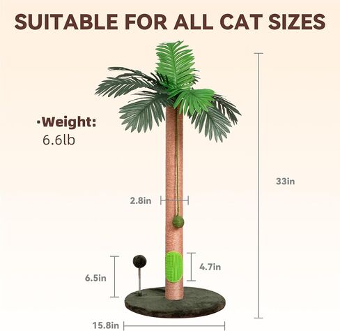 Cat Scratching Post 33" Tall Scratching Posts for Indoor Cats Adults with Sisal Rope, Dingling Balls and Spring Ball Cute Kitten Cat Tree Scratch Post in Saudi Arabia