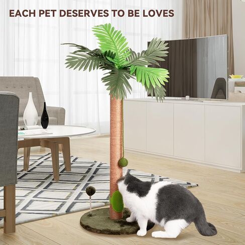 Cat Scratching Post 33" Tall Scratching Posts for Indoor Cats Adults with Sisal Rope, Dingling Balls and Spring Ball Cute Kitten Cat Tree Scratch Post in Saudi Arabia