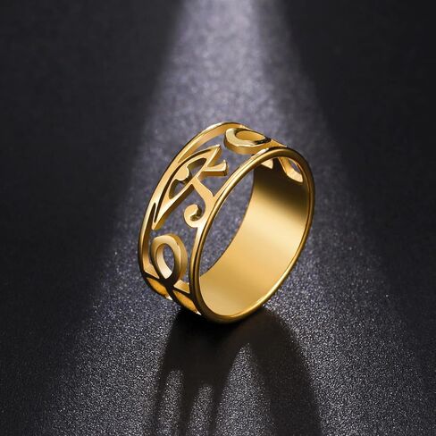 TEAMER Ancient Egypt Eye Of Horus Ring Stainless Steel Hollow Finger Rings Protection Lucky Amulet Jewelry for Women Girls in Saudi Arabia
