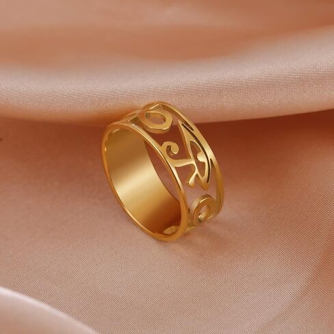 TEAMER Ancient Egypt Eye Of Horus Ring Stainless Steel Hollow Finger Rings Protection Lucky Amulet Jewelry for Women Girls in Saudi Arabia