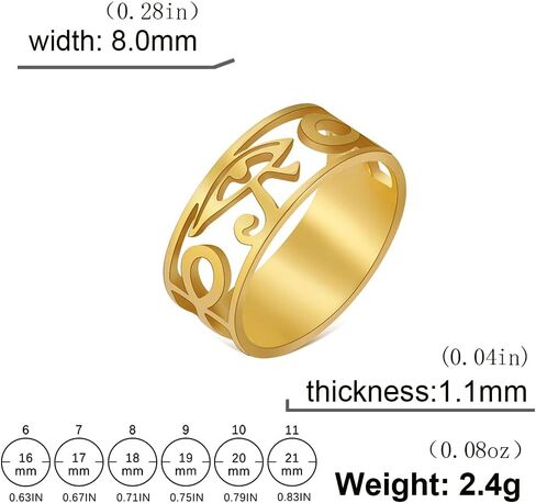 TEAMER Ancient Egypt Eye Of Horus Ring Stainless Steel Hollow Finger Rings Protection Lucky Amulet Jewelry for Women Girls in Saudi Arabia