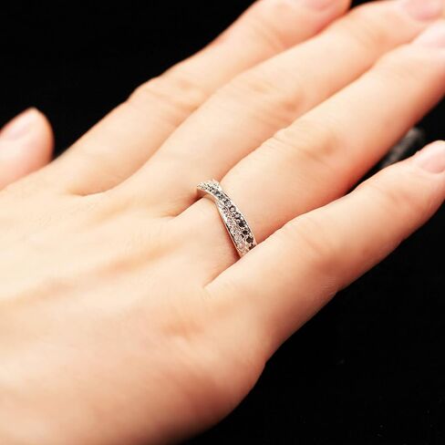 Uloveido Twisted Cross X Silver Plated CZ Crystal Eternity Rings Black and White Wedding Band Y022 in Saudi Arabia