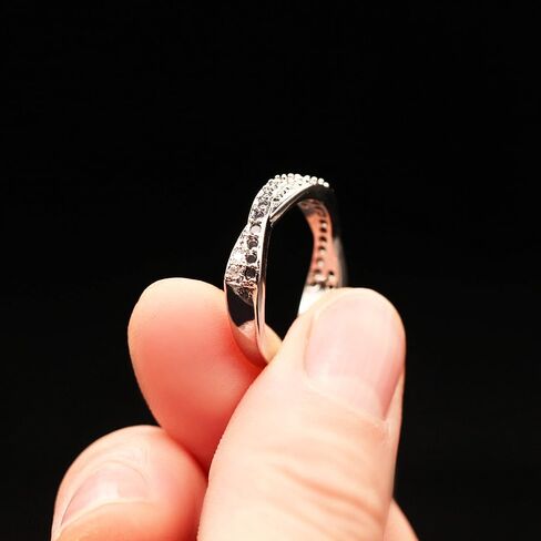 Uloveido Twisted Cross X Silver Plated CZ Crystal Eternity Rings Black and White Wedding Band Y022 in Saudi Arabia