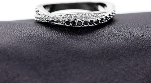 Uloveido Twisted Cross X Silver Plated CZ Crystal Eternity Rings Black and White Wedding Band Y022 in Saudi Arabia