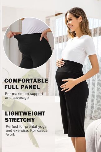 Ekouaer السراويل الأمومة للنساء الأمومة Capris اليوغا الحمل سراويل قصيرة لينة الركض صالة قيعان S-XXL in Saudi Arabia