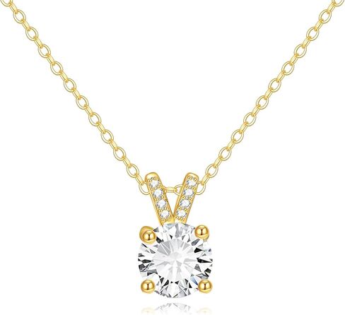 14K Solid Gold Moissanite Necklace for Women 1.5 CT EF Color Created Diamond Pendant Round/Teardrop/Heart Moissanite Pendant Diamond Solitaire Necklace Gift for Mother Mom Wife Girlfriend in Kuwait