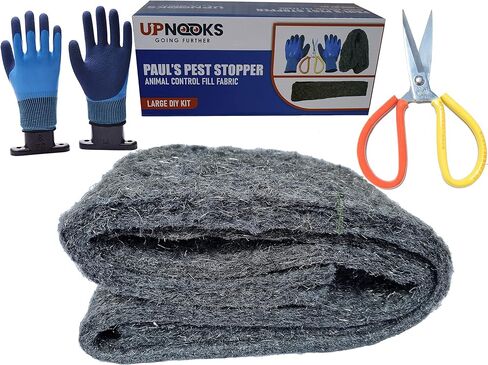 Fill Fabric Rust Proof Stainless Steel Wool Poly Fiber, Large DIY Kit, 1 4in. x 5ft. Roll, Quality Gloves, and Quality Scissors Fill Gaps/Holes in Saudi Arabia