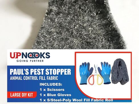 Fill Fabric Rust Proof Stainless Steel Wool Poly Fiber, Large DIY Kit, 1 4in. x 5ft. Roll, Quality Gloves, and Quality Scissors Fill Gaps/Holes in Saudi Arabia