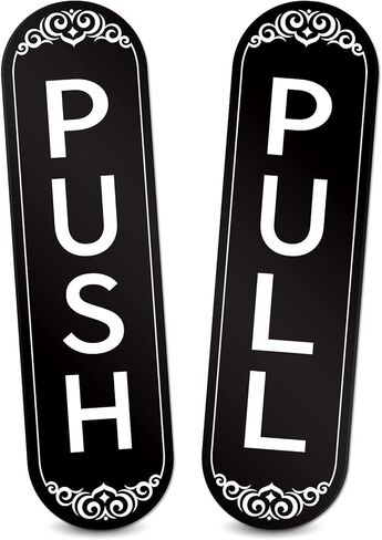 لافتة باب سحب وسحب - علامات دفع وسحب متينة للأبواب - مجموعة لافتات باب زجاجية من الألومنيوم DiBond مقاس 0.08 بوصة - سهلة التركيب - لافتة دفع وسحب عملية وأنيقة - 6 × 1.62 بوصة in Kuwait