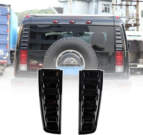Car Rear Upper Tail Brake Light Lamp Taillight Bezels Guard Trim Cover,Tailgate Window Sun Shade Cover,Rear Side Window Vent Louvers for Hummer H2 2003-2009 (Bright Silver) in Kuwait