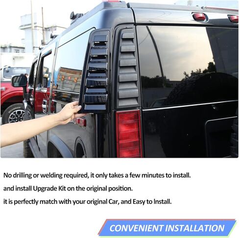 Car Rear Upper Tail Brake Light Lamp Taillight Bezels Guard Trim Cover,Tailgate Window Sun Shade Cover,Rear Side Window Vent Louvers for Hummer H2 2003-2009 (Bright Silver) in Kuwait