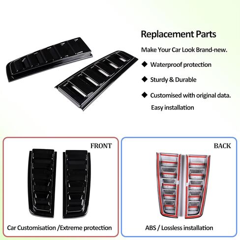 Car Rear Upper Tail Brake Light Lamp Taillight Bezels Guard Trim Cover,Tailgate Window Sun Shade Cover,Rear Side Window Vent Louvers for Hummer H2 2003-2009 (Bright Silver) in Kuwait