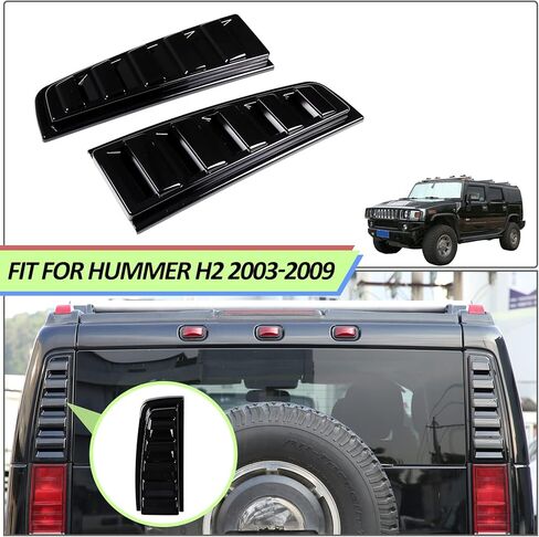Car Rear Upper Tail Brake Light Lamp Taillight Bezels Guard Trim Cover,Tailgate Window Sun Shade Cover,Rear Side Window Vent Louvers for Hummer H2 2003-2009 (Bright Silver) in Kuwait