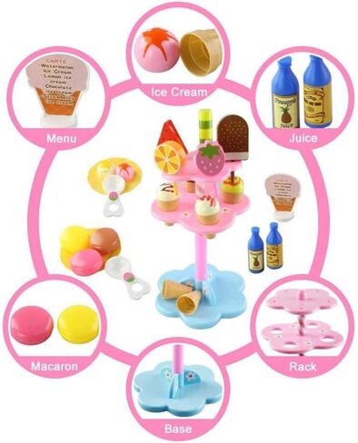 Liberty Imports 22 Piece Ice Cream and Desserts Tower Stand, Pretend Play Food Toy Set for Kids in Saudi Arabia