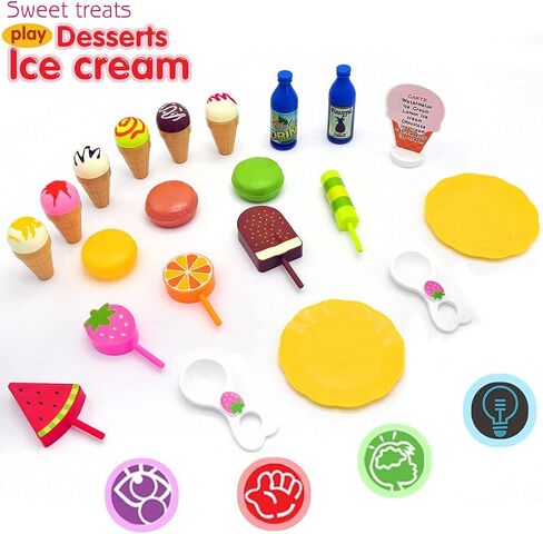 Liberty Imports 22 Piece Ice Cream and Desserts Tower Stand, Pretend Play Food Toy Set for Kids in Saudi Arabia