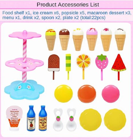 Liberty Imports 22 Piece Ice Cream and Desserts Tower Stand, Pretend Play Food Toy Set for Kids in Saudi Arabia
