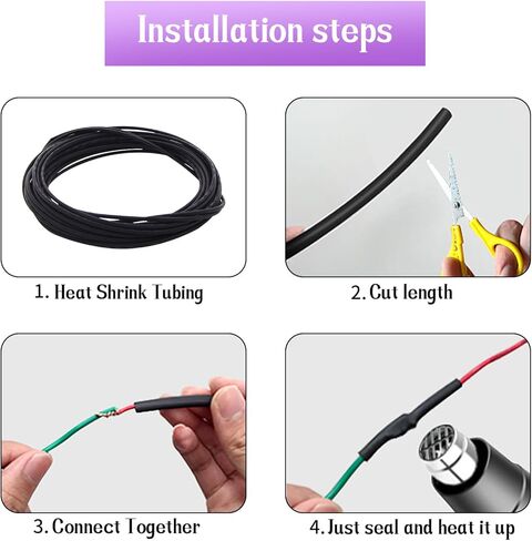 Polyolefin Heat Shrinkable Tube 1.0mm Dia. Black Shrink Tubing, 6M/19.7ft DIY Waterproof Insulation Sealing Shrinkable Tube in Kuwait