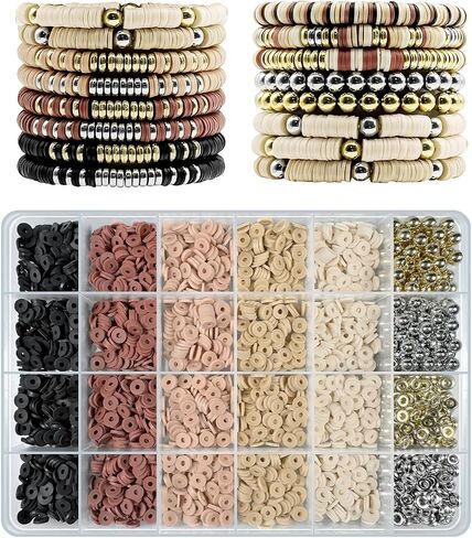 ClaBead Bracelet Making Kit for Boys, 3200Pcs Boy Bracelet Making Kit with Red White and Blue Clay Beads in Saudi Arabia