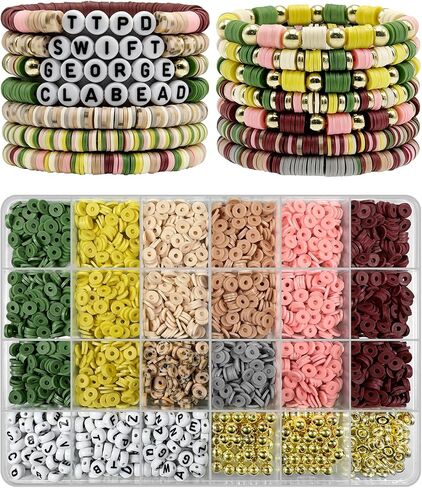 ClaBead Bracelet Making Kit for Boys, 3200Pcs Boy Bracelet Making Kit with Red White and Blue Clay Beads in Saudi Arabia