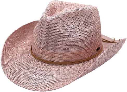 C.C Sparkly Sequin Cowboy Hat with Suede String Trim in Saudi Arabia