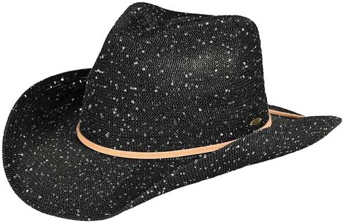 C.C Sparkly Sequin Cowboy Hat with Suede String Trim in Saudi Arabia