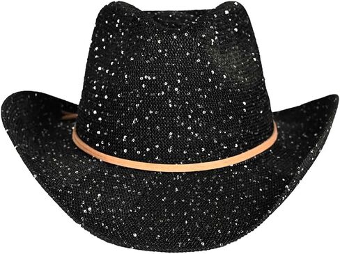 C.C Sparkly Sequin Cowboy Hat with Suede String Trim in Saudi Arabia