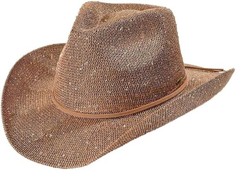 C.C Sparkly Sequin Cowboy Hat with Suede String Trim in Saudi Arabia