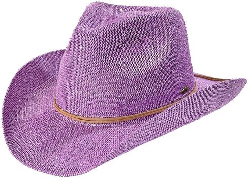C.C Sparkly Sequin Cowboy Hat with Suede String Trim in Saudi Arabia