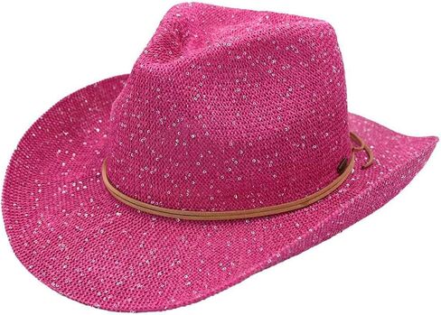 C.C Sparkly Sequin Cowboy Hat with Suede String Trim in Saudi Arabia