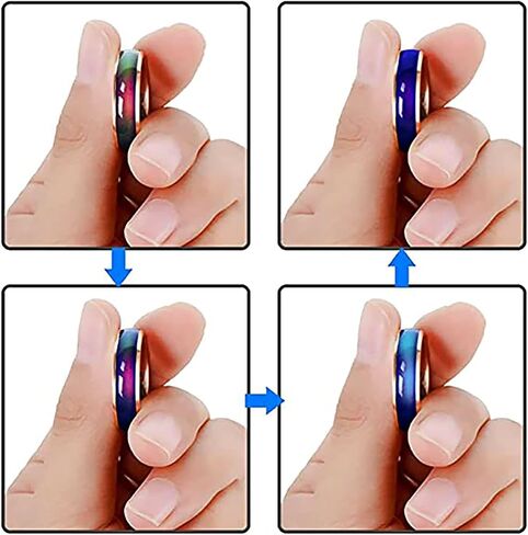 Stainless Steel Rainbow Mood Rings for Kids, Color Changing Wedding Band Mood Ring for Girls Jewelry Birthday Christmas Gifts for Women in Saudi Arabia