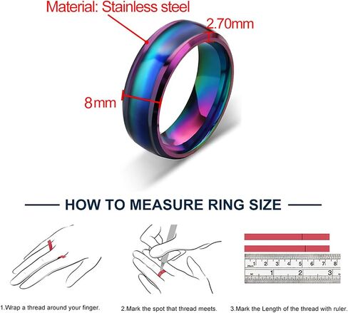 Stainless Steel Rainbow Mood Rings for Kids, Color Changing Wedding Band Mood Ring for Girls Jewelry Birthday Christmas Gifts for Women in Saudi Arabia