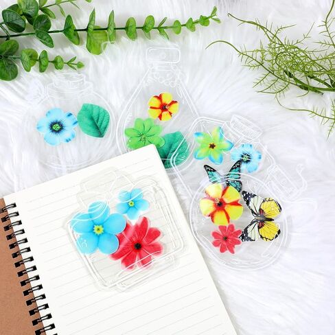 Aster 40Pcs Dried Flower Bookmark Kit, Clear Bookmarks for Pressed Flowers Handmade Pressed Flower Bookmarks Set Clear Bookmarks for Pressed Flowers, DIY Transparent Plant Floral Page Clips Book Marks in Saudi Arabia