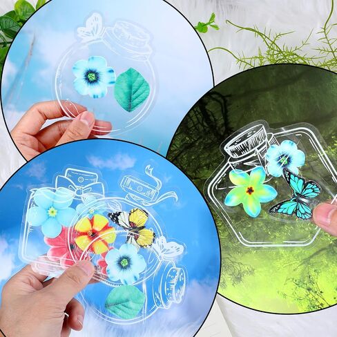 Aster 40Pcs Dried Flower Bookmark Kit, Clear Bookmarks for Pressed Flowers Handmade Pressed Flower Bookmarks Set Clear Bookmarks for Pressed Flowers, DIY Transparent Plant Floral Page Clips Book Marks in Saudi Arabia