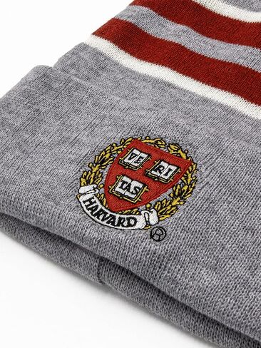 Tee Luv Harvard Veritas Shield Pom Pom Beanie - Harvard University Logo Knit Hat (Gray/Burgundy/White) in Saudi Arabia