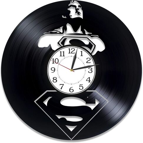 Superhero Birthday Gift Idea for Boy Movie Original Home Decor Man Super Wall Clock 12 Inch for Fan Super-Man Vinyl Record Wall Clock DC Comics Handmade Clock in Saudi Arabia