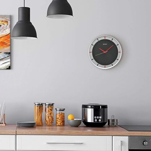 SEIKO 12 Inch Mari Art Deco Wall Clock, Silver and Black in Saudi Arabia