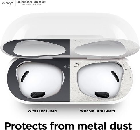 elago Dust Guard Compatible with AirPods 3 Case, Dust-Proof Sticker Compatible with AirPods 3rd Generation Case 2021, Protection from Iron & Metal Shavings, Clean Your AirPods (1 Set, Dark Grey) in Saudi Arabia