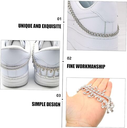 زوج واحد من الأحذية الرياضية KJHBV بأربطة حذاء شبشب كريستالي وإبزيم ساحر لتزيين أحذية الزفاف والصنادل للنساء الصيفية المسطحة والصنادل المنزلقة وأحذية الزفاف والكعب in Kuwait