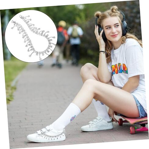 زوج واحد من الأحذية الرياضية KJHBV بأربطة حذاء شبشب كريستالي وإبزيم ساحر لتزيين أحذية الزفاف والصنادل للنساء الصيفية المسطحة والصنادل المنزلقة وأحذية الزفاف والكعب in Kuwait